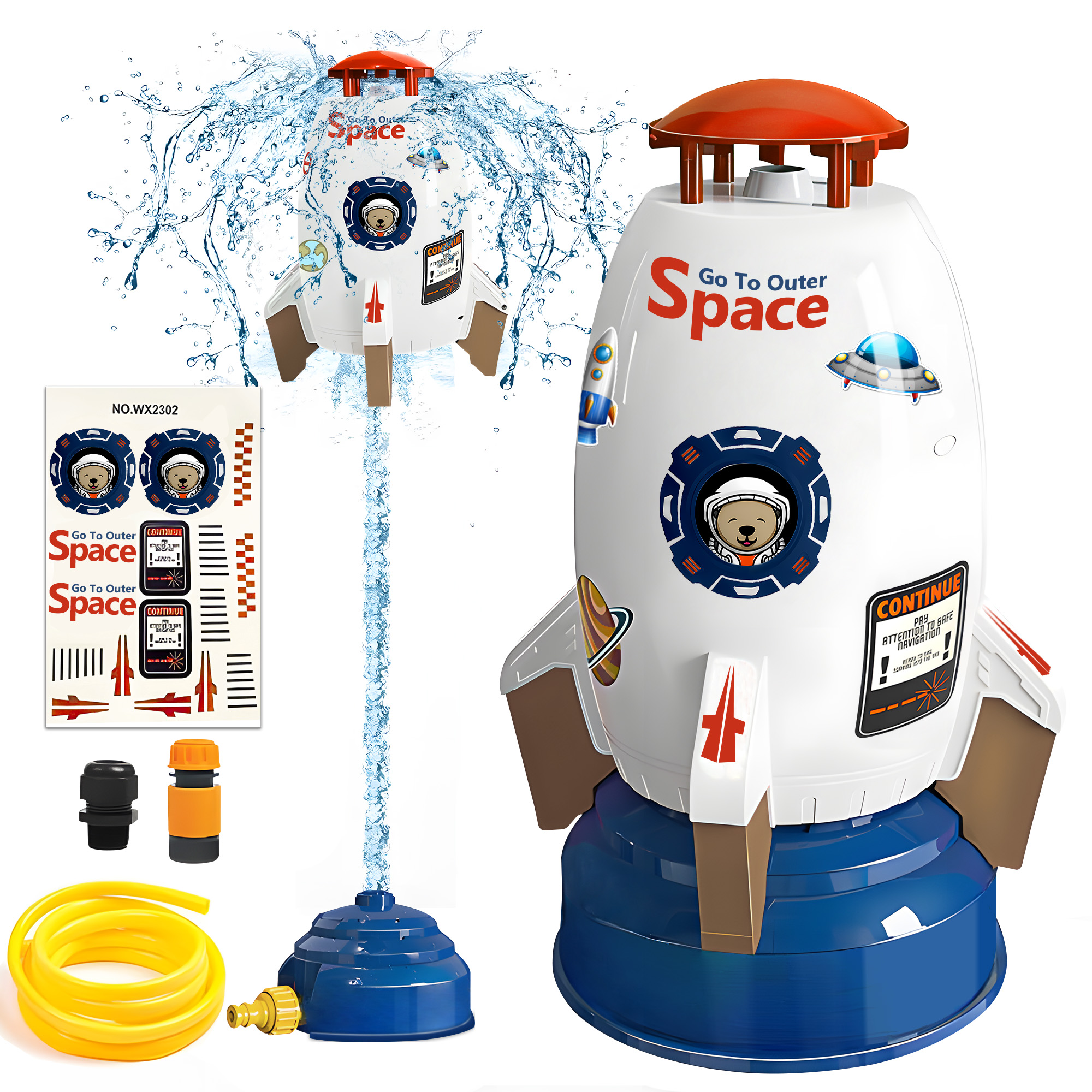 Kids Yard Toys - Sprinkler for Kids Outdoor Rocket Toy