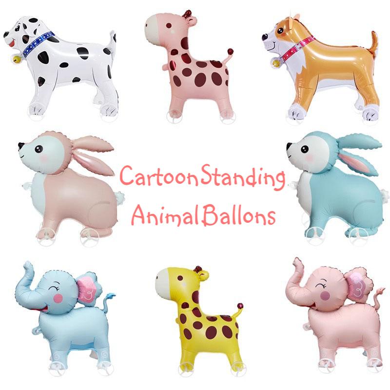 Kids Yard Toys - Cartoon Standing Animal Ballons with Wheels