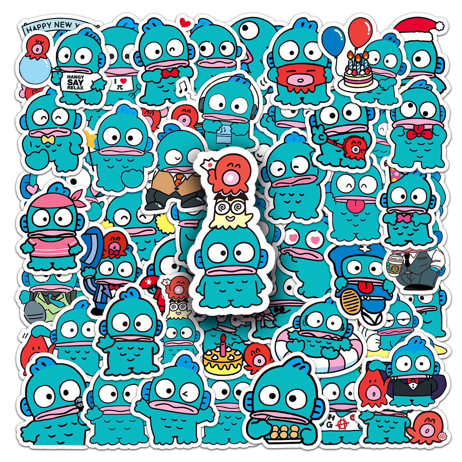Kids Toys Laptop - 50pcs Cute Hangyodon Cartoon Graffiti Stickers