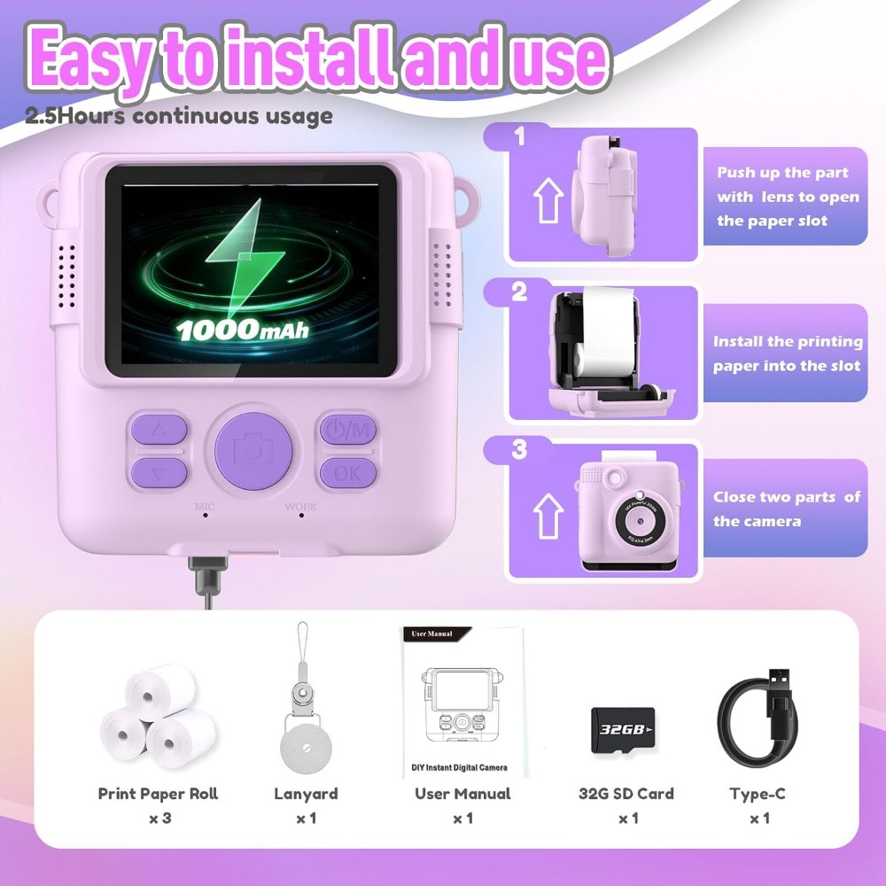 Instant Print Camera for Kids, - Kids Toys Videos บทวิจารณ์และราคา