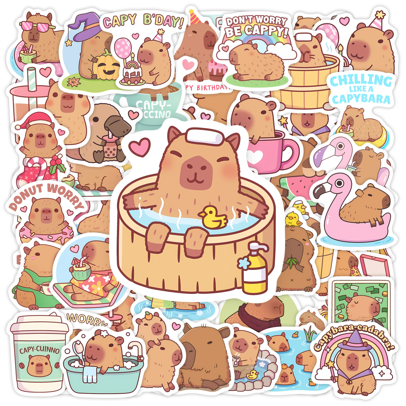 Cute Capybara Cafe Stickers Ca - Kids Toys Laptop บทวิจารณ์และราคา