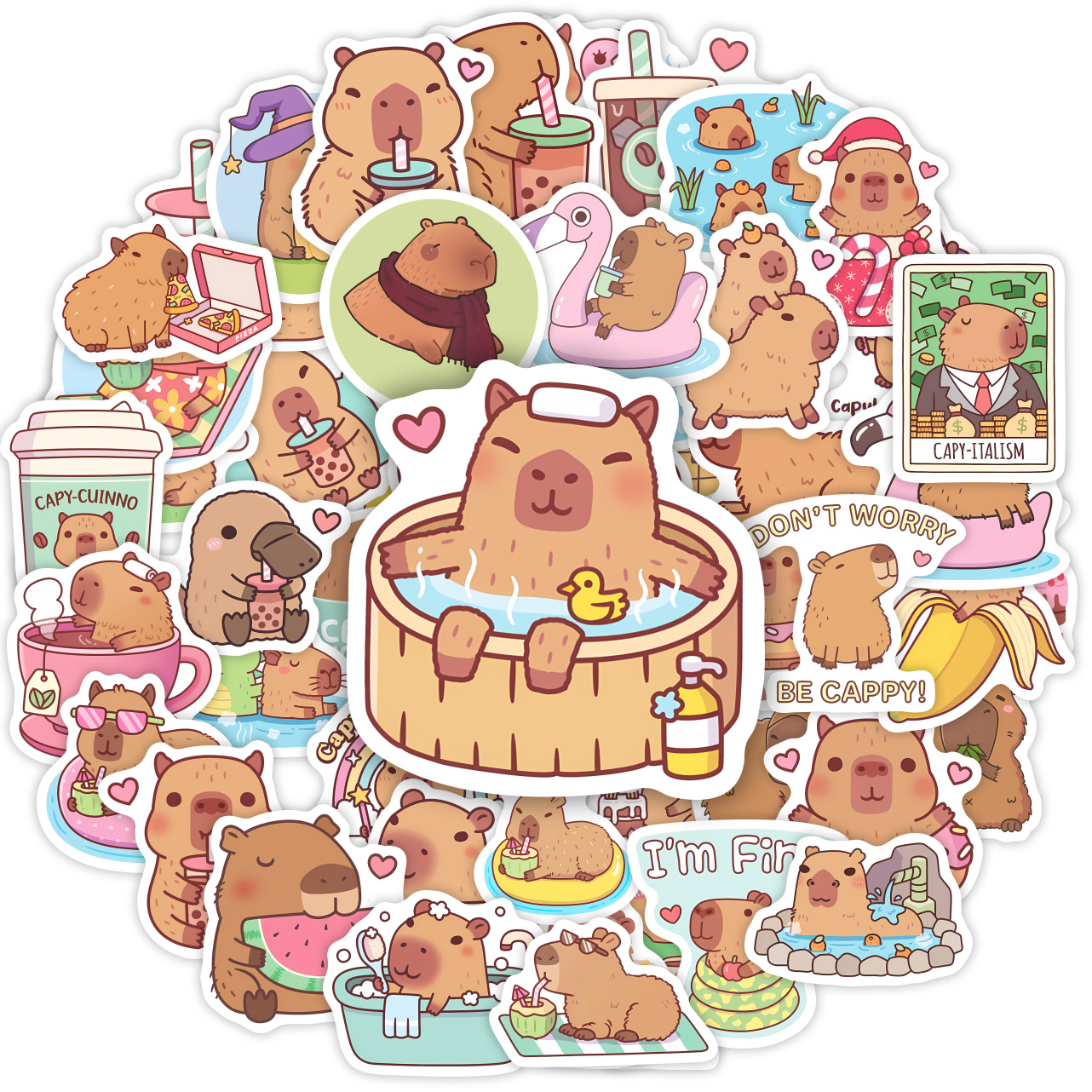 Cute Capybara Cafe Stickers Ca - Kids Toys Laptop บทวิจารณ์และราคา