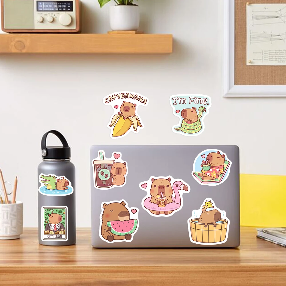 Cute Capybara Cafe Stickers Ca - Kids Toys Laptop บทวิจารณ์และราคา