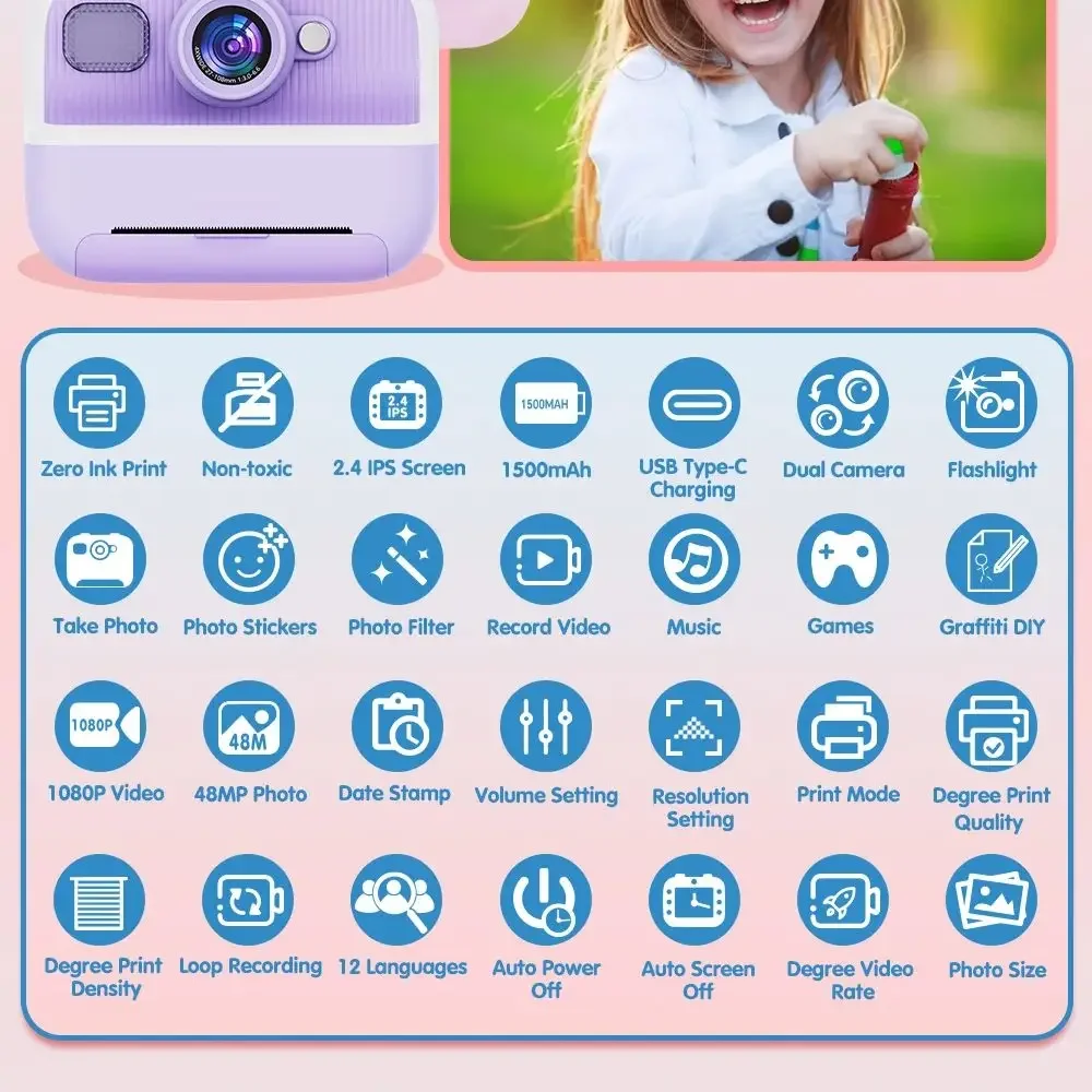 Kids Mini Instant Print Camera - Kids Toys Videos บทวิจารณ์และราคา
