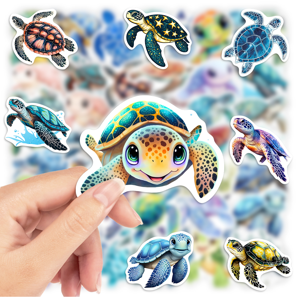 Watercolor Sea Turtle Stickers - Kids Toys Laptop บทวิจารณ์และราคา