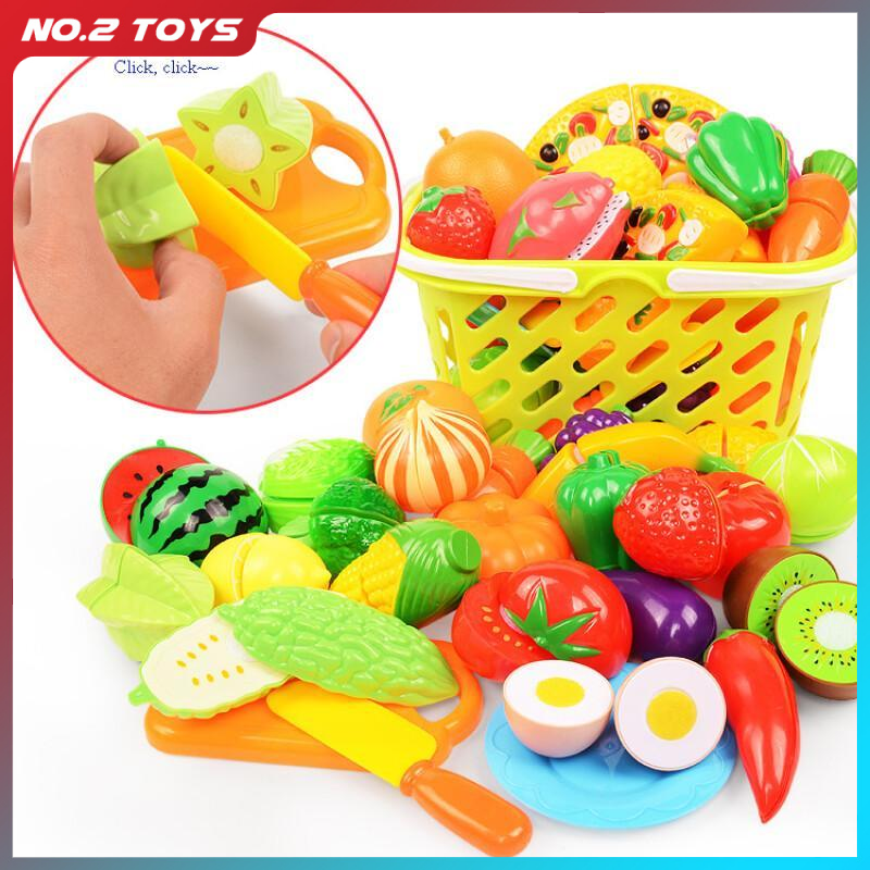Cutting Play Food Set For Kids - Kids Toys Kitchen Set บทวิจารณ์และราคา