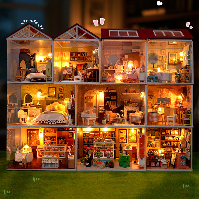 DIY Wooden Dollhouse Mini Bedr - Kids Toys Kitchen Set บทวิจารณ์และราคา