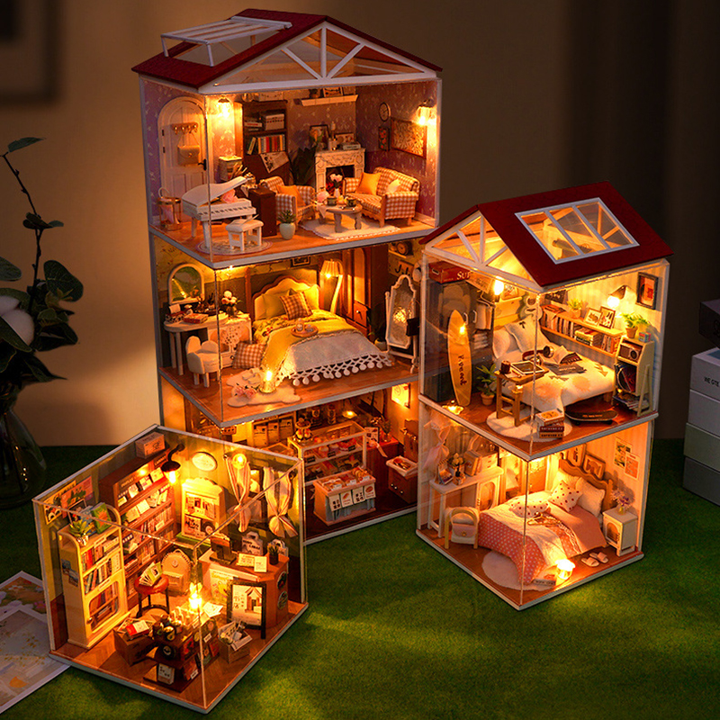 DIY Wooden Dollhouse Mini Bedr - Kids Toys Kitchen Set บทวิจารณ์และราคา