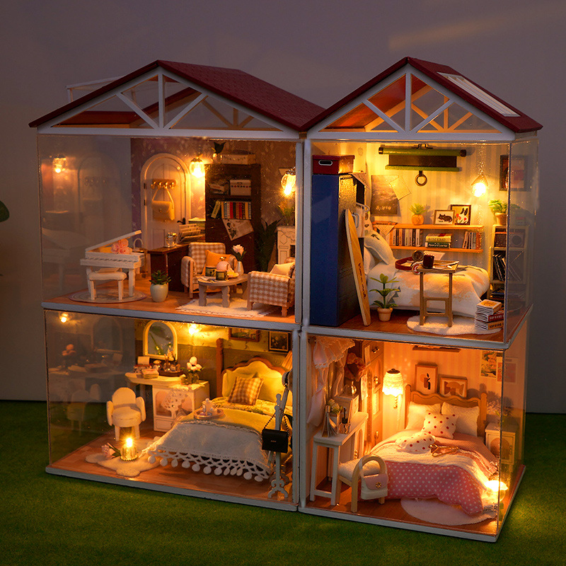 DIY Wooden Dollhouse Mini Bedr - Kids Toys Kitchen Set บทวิจารณ์และราคา